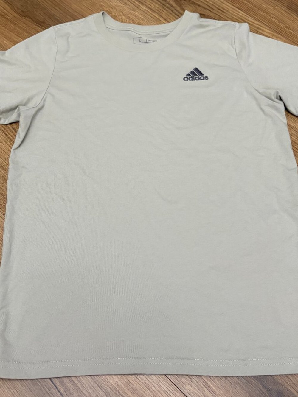 Adidas Kids' Tan T-Shirt. Embroidered logo. Size L.